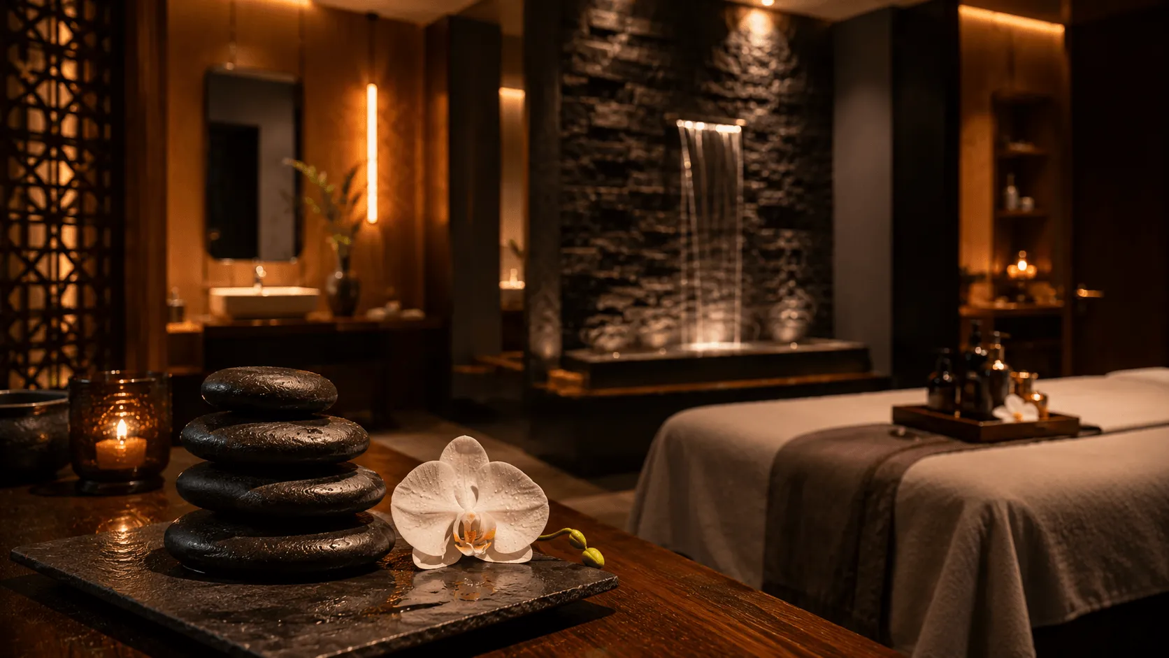 Luxury hotel spa treatment room in Surat